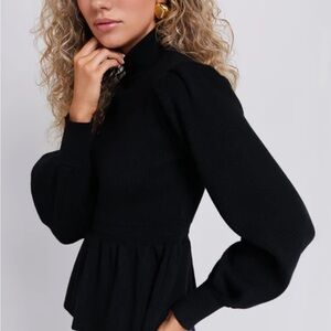 Black Peplum Peggy Sweater